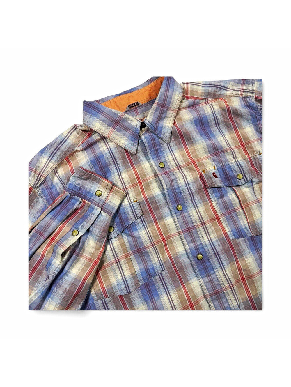 Carhartt Relaxed Fit Men’s XL Regular Long Sleeve Snap Button-Up Plaid Shirt